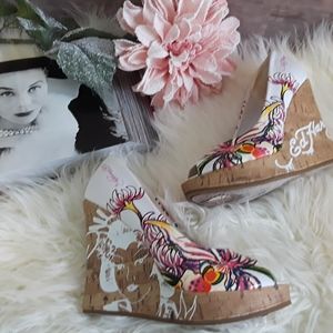 (ED HARDY) Casablanca Wedge Heels Sandals 7